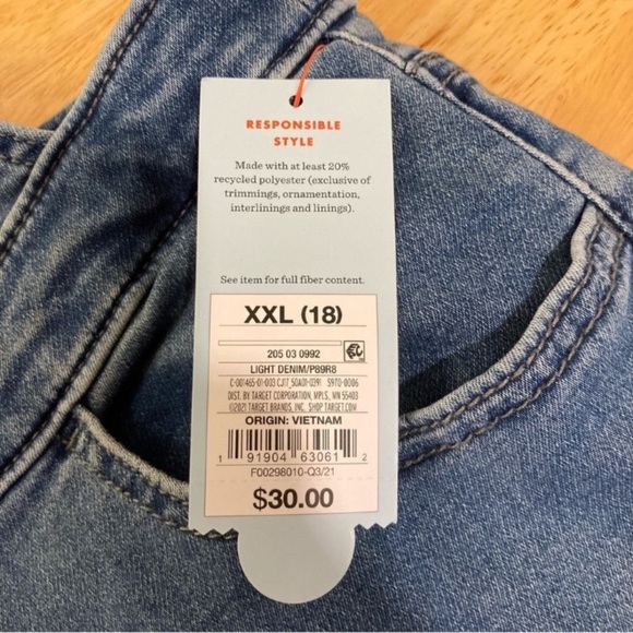 Girls Jean Overalls Size 18 XXL Light Denim Bib Overalls Stretch - Picture 12 of 16